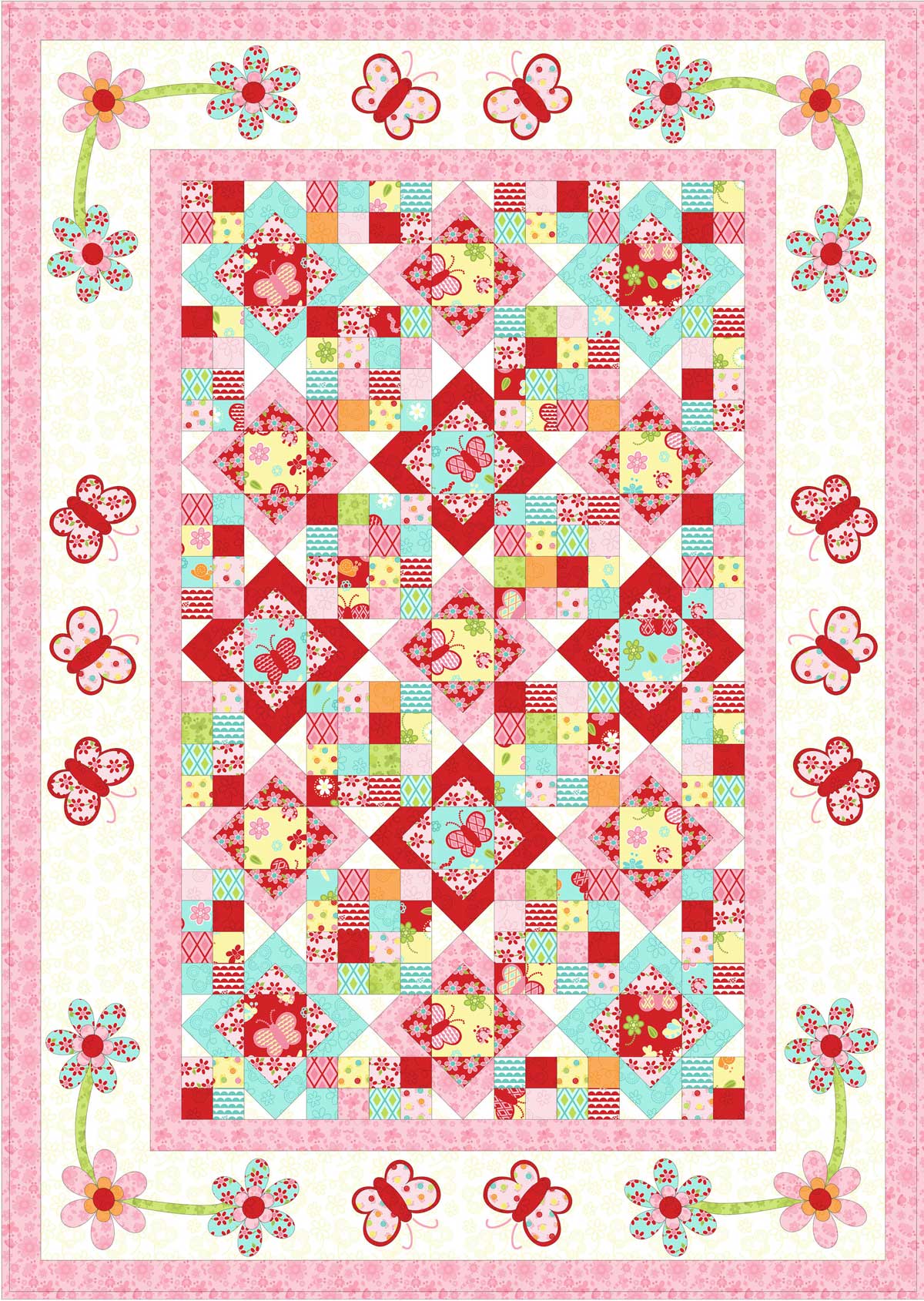 Blossom like a Butterfly Quilt Pattern by Kids Quilts