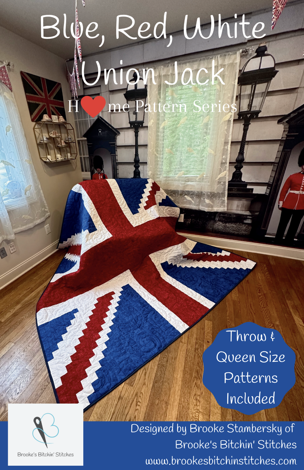 Blue, Red, White Union Jack Downloadable Pattern By Brooke's Bitchin' Stitches