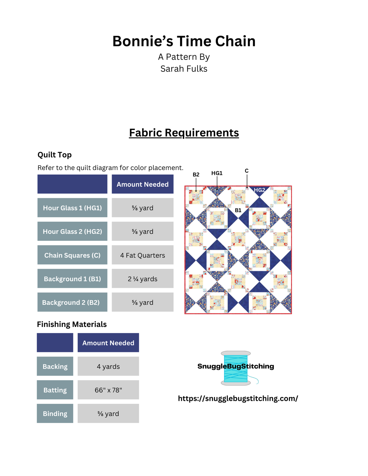 Back of the Bonnie's Time Chain Downloadable Pattern by Snuggle Bug Stitching