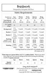Back of the Braidwork Downloadable Pattern by Cozy Quilt Designs