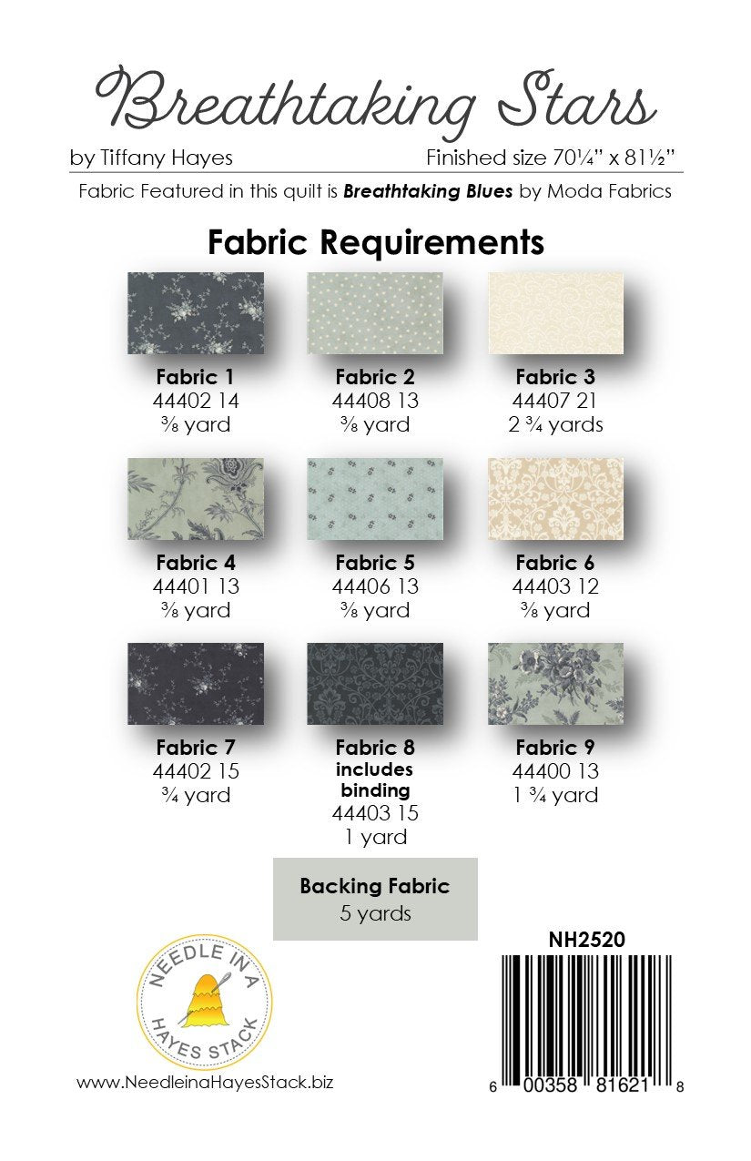 Back of the Breathtaking Stars Downloadable Pattern By Needle In A Hayes Stack