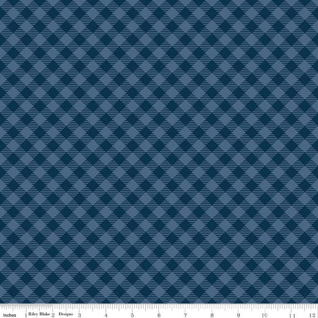 Denim & Daisy Gingham Oxford Blue Quilt Fabric