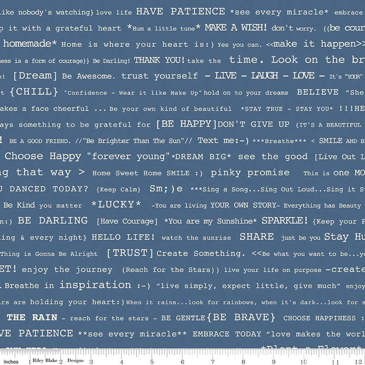 Denim & Daisy Happy Text Denim Quilt Fabric