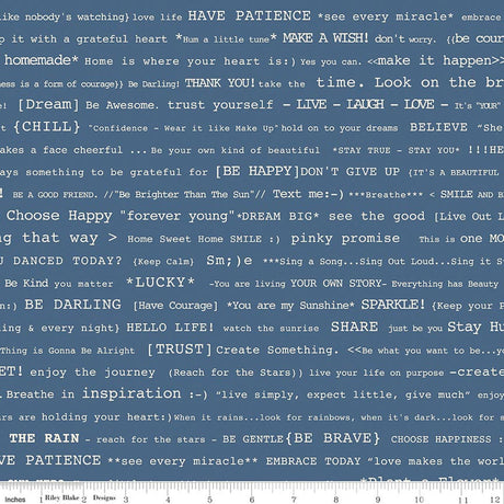 Denim & Daisy Happy Text Denim Quilt Fabric