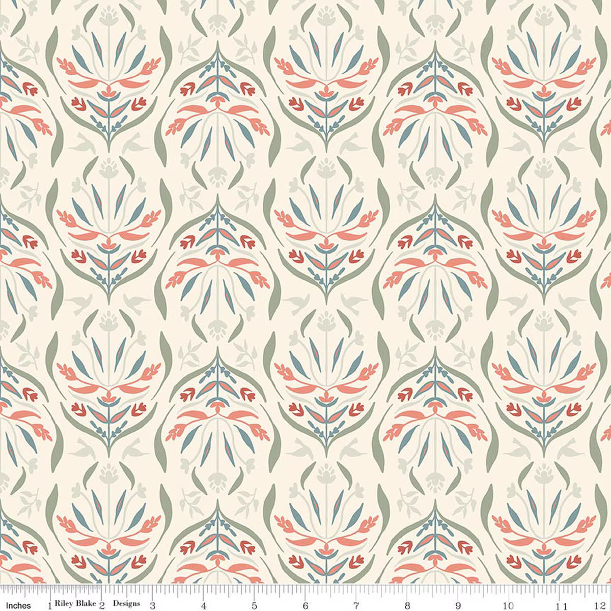 Hedgerow Haven Damask Cream Quilt Fabric by Amber Elliot