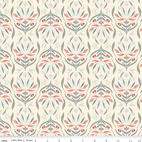 Hedgerow Haven Damask Cream Quilt Fabric by Amber Elliot