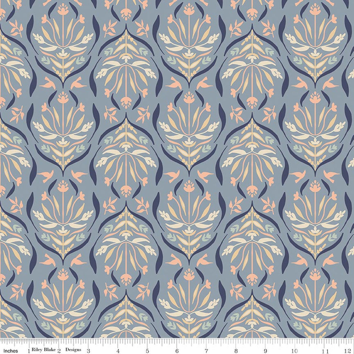 Hedgerow Haven Damask Dusk Quilt Fabric by Amber Elliot