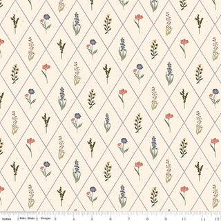 Hedgerow Haven Floral Argyle Cream Quilt Fabric