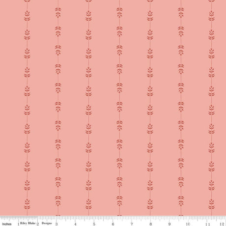 Hedgerow Haven Floral Stripe Grapefruit Quilt Fabric by Amber Elliot