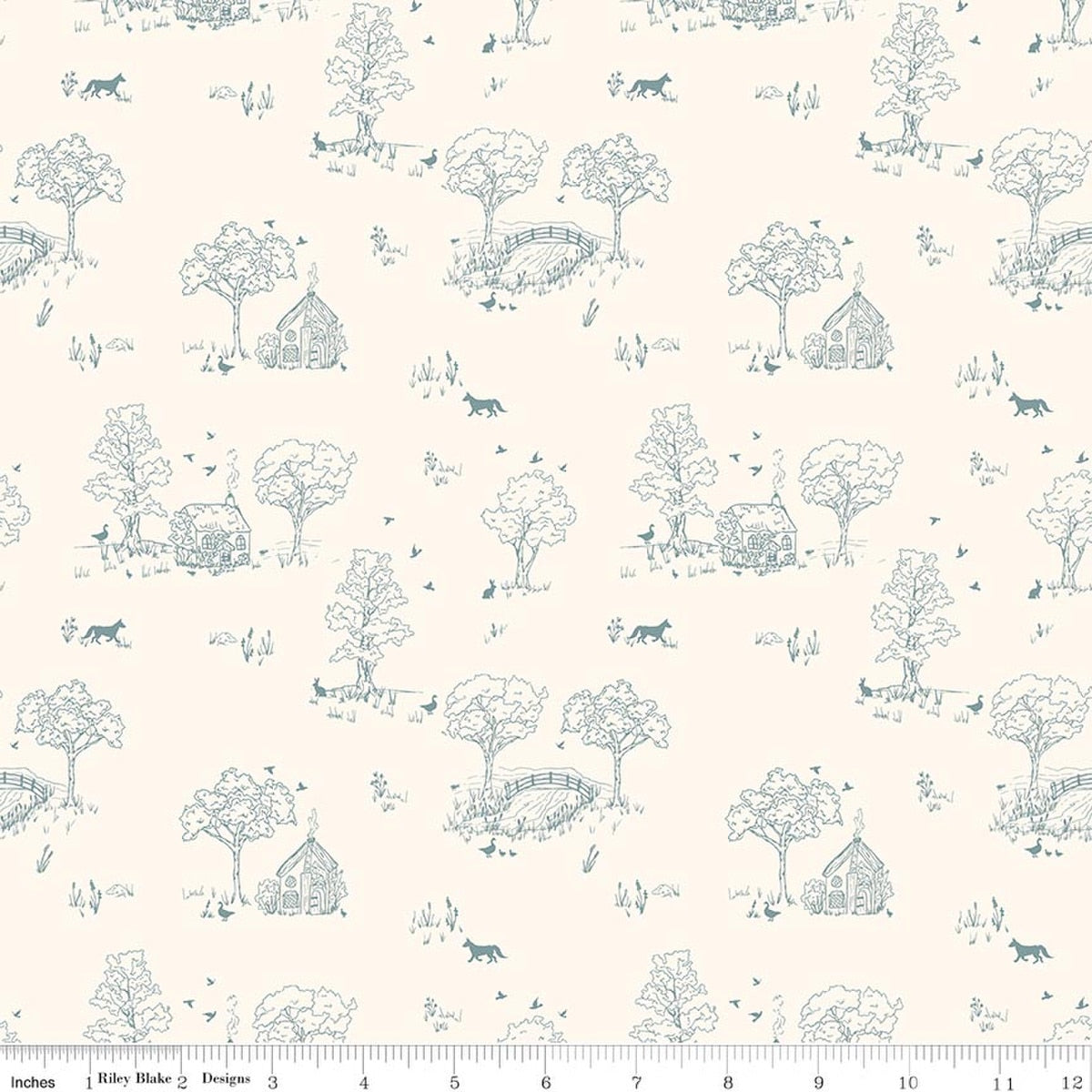 Hedgerow Haven Toile Cream Quilt Fabric by Amber Elliot