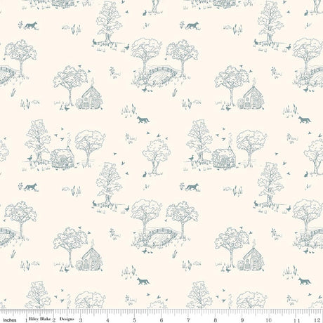 Hedgerow Haven Toile Cream Quilt Fabric by Amber Elliot