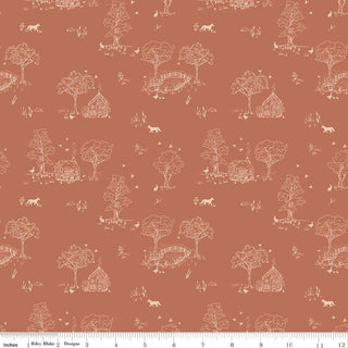 Hedgerow Haven Toile Rusty Quilt Fabric