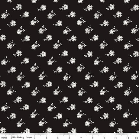 Moonlit Trellis Blossoms Black Quilt Fabric by My Minds Eye