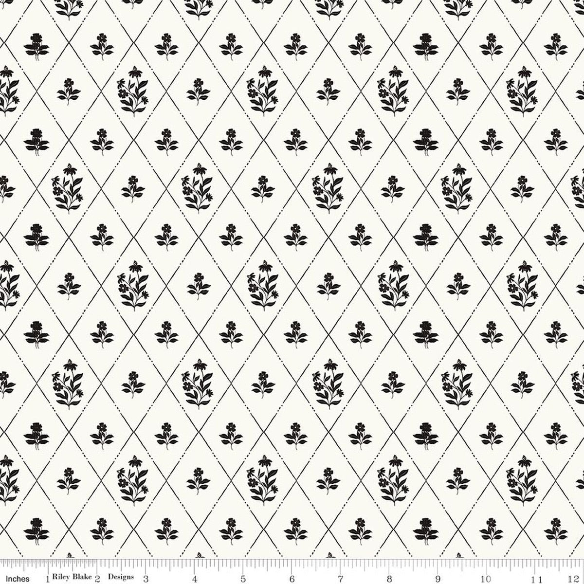 Moonlit Trellis Criss Cross Floral Cloud Quilt Fabric by My Minds Eye