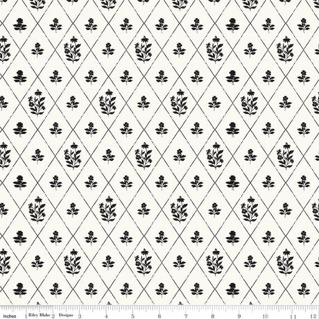 Moonlit Trellis Criss Cross Floral Cloud Quilt Fabric by My Minds Eye