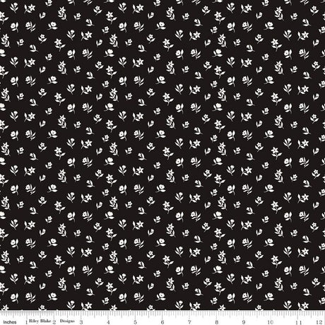 Moonlit Trellis Flower Toss Black Quilt Fabric by My Minds Eye