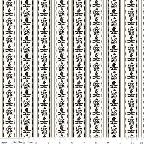 Moonlit Trellis Floral Stripe Cloud Quilt Fabric by My Minds Eye