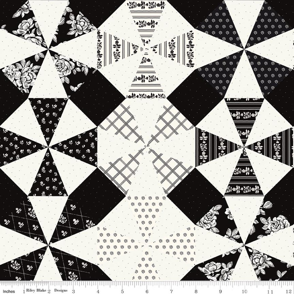 Moonlit Trellis Kaleidoscope Cheater Print Cloud Quilt Fabric by My Minds Eye