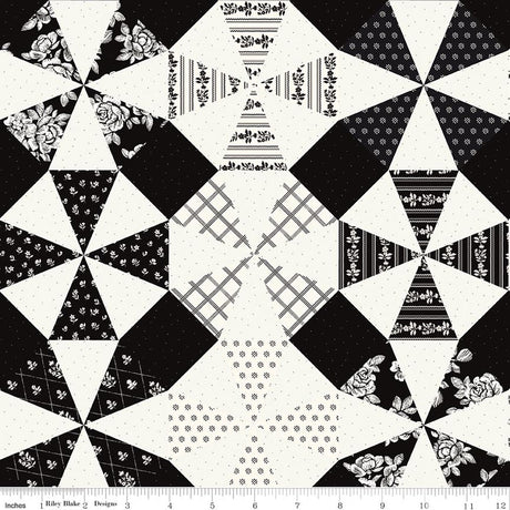 Moonlit Trellis Kaleidoscope Cheater Print Cloud Quilt Fabric by My Minds Eye