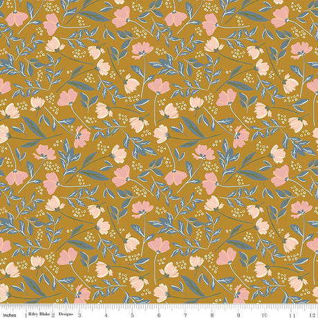 Petals & Hazel Main Butterscotch Quilt Fabric by Simple Simon
