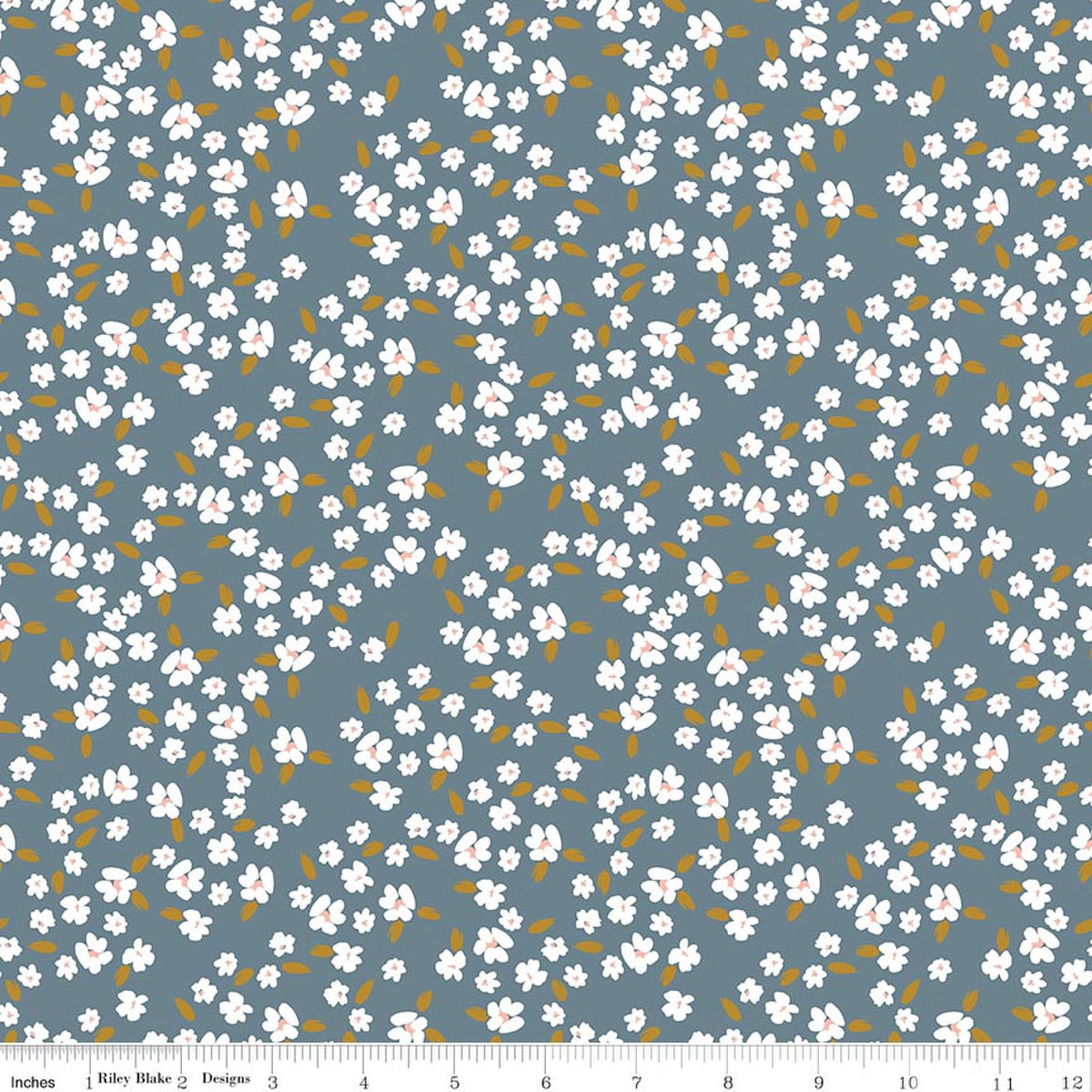 Petals & Hazel Blossoms Blue Quilt Fabric by Simple Simon