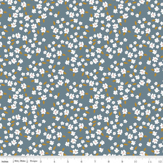 Petals & Hazel Blossoms Blue Quilt Fabric
