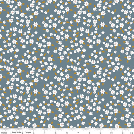 Petals & Hazel Blossoms Blue Quilt Fabric by Simple Simon