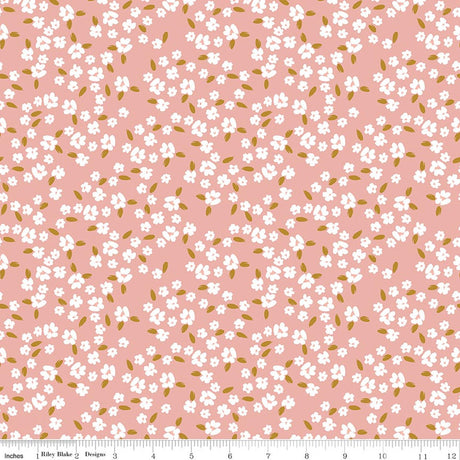 Petals & Hazel Blossoms Coral Quilt Fabric by Simple Simon