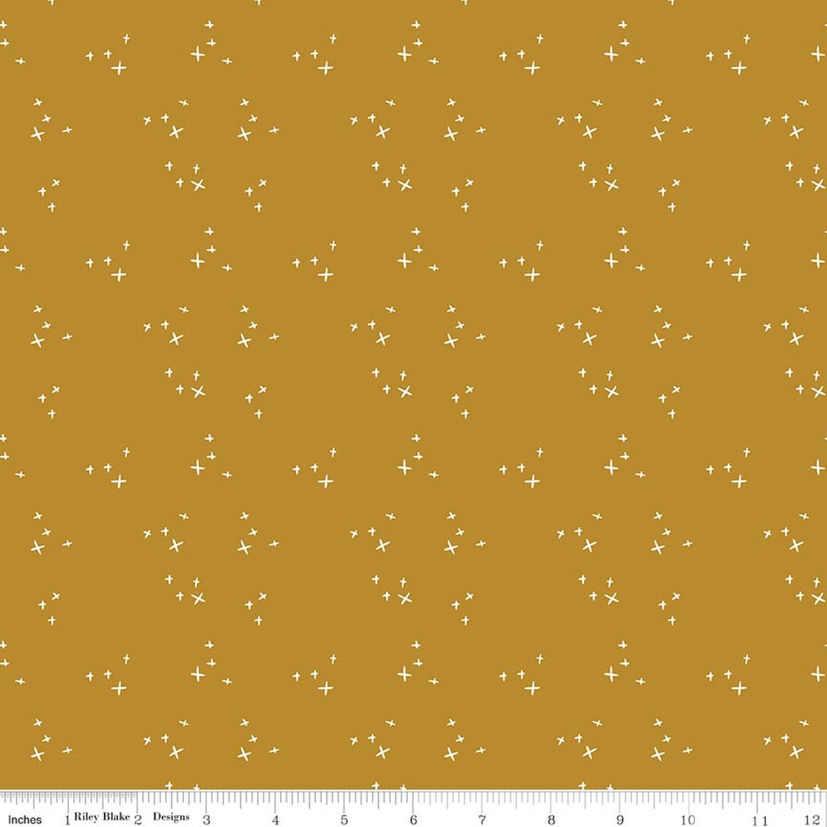 Petals & Hazel Scatter Butterscotch Quilt Fabric by Simple Simon