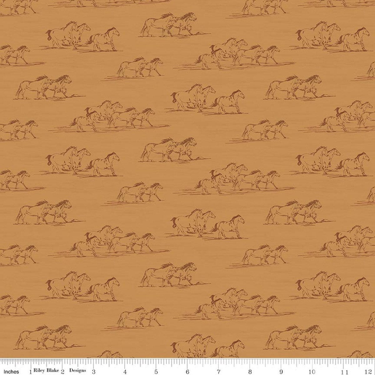 The Homestead Horse Toile Ochre Quilt Fabric by The Homestead — Tara Reed