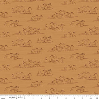 The Homestead Horse Toile Ochre Quilt Fabric