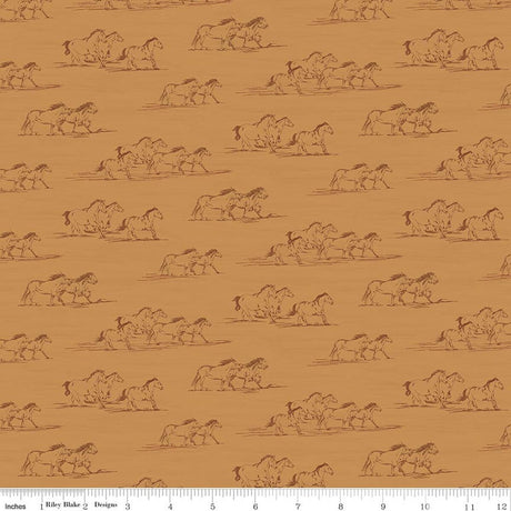 The Homestead Horse Toile Ochre Quilt Fabric by The Homestead — Tara Reed