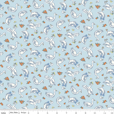 Traditional 30's Geese Blue Quilt Fabric