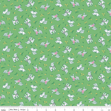 Traditional 30's Lambs Green Quilt Fabric