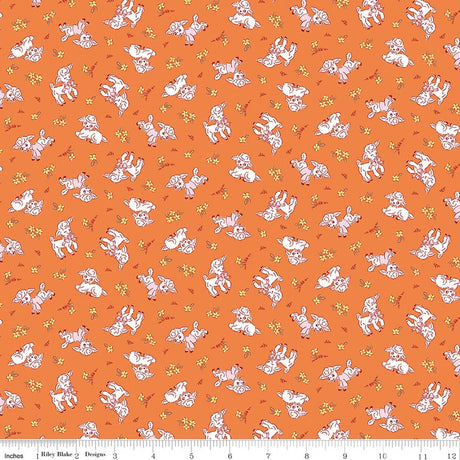 Traditional 30's Lambs Orange Quilt Fabric