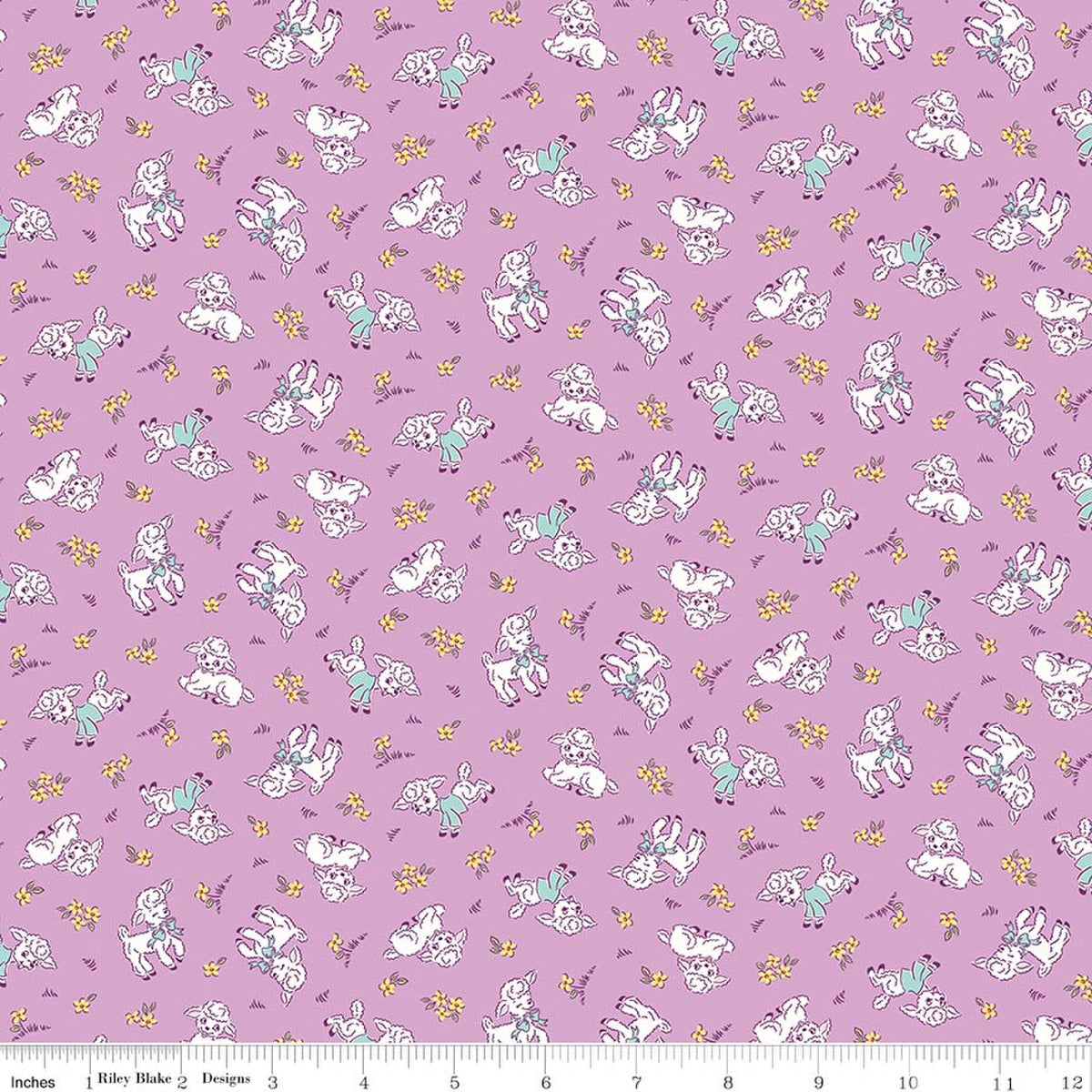Traditional 30's Lambs Purple Quilt Fabric