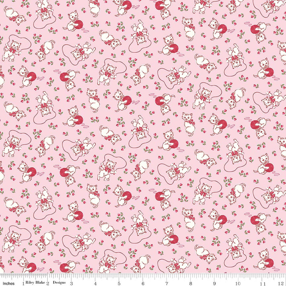 Traditional 30's Kittens Pink Quilt Fabric