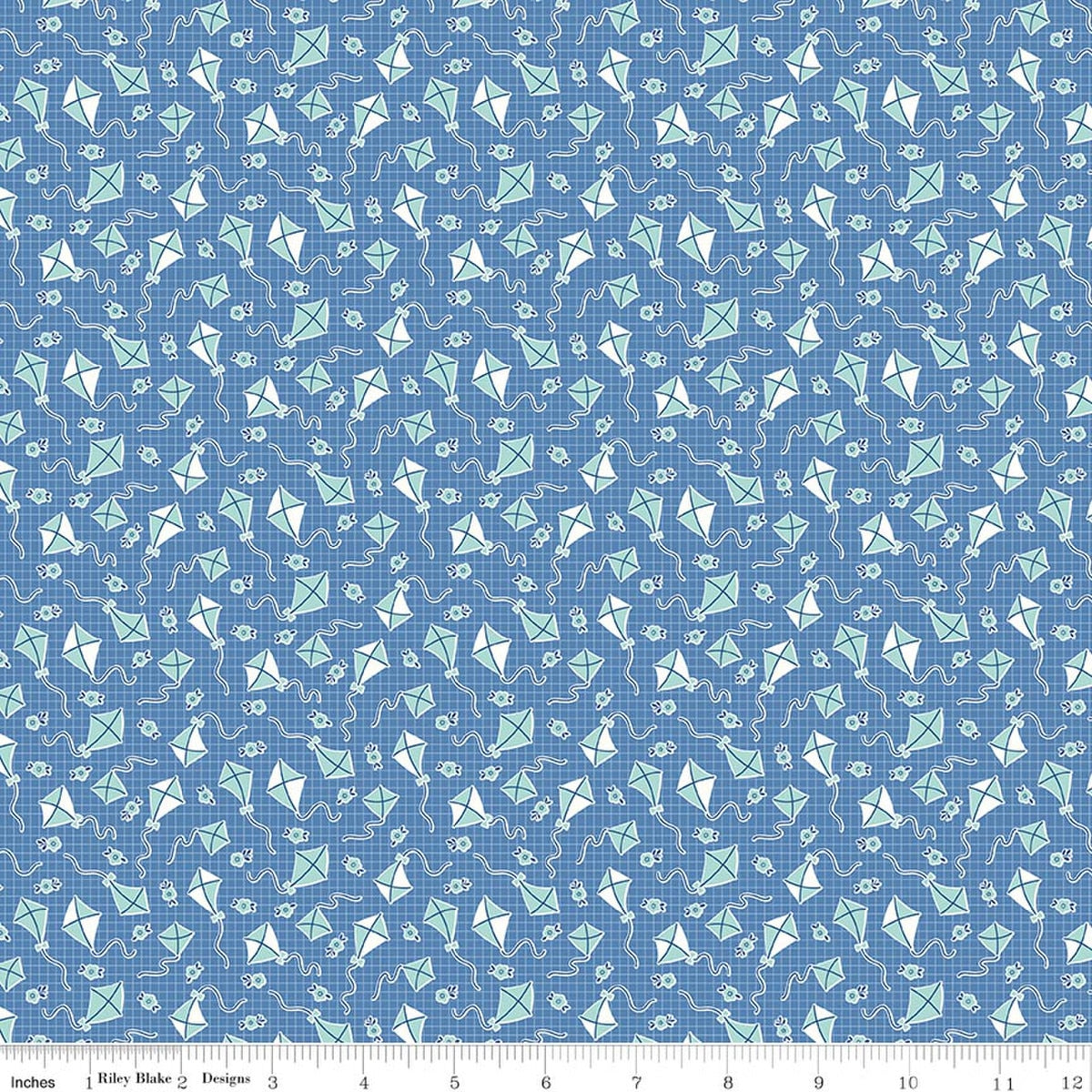 Traditional 30's Kites Blue Quilt Fabric