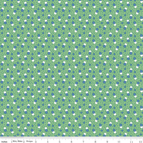 Traditional 30's Dots Green Quilt Fabric