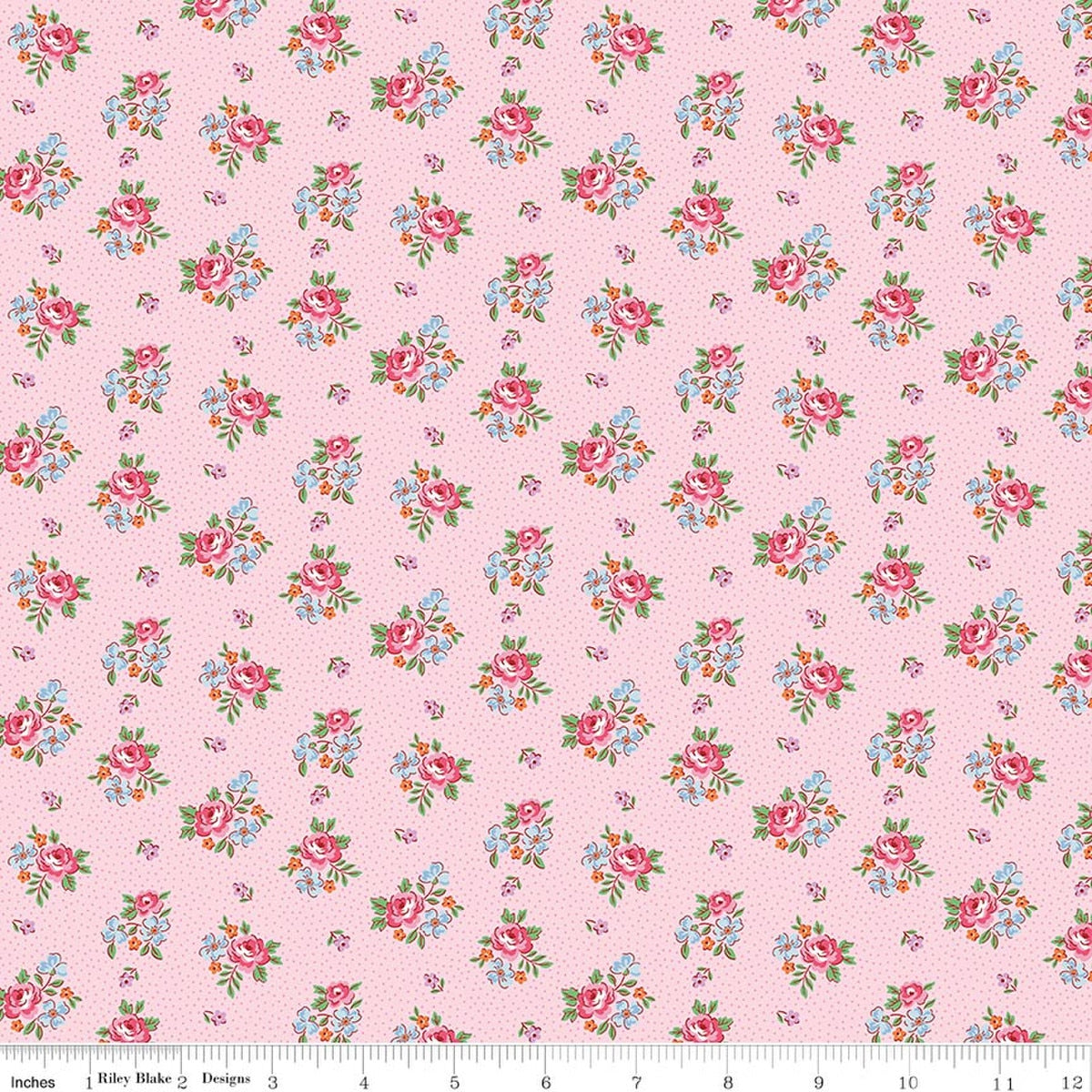 Traditional 30's Scattered Floral Pink Quilt Fabric