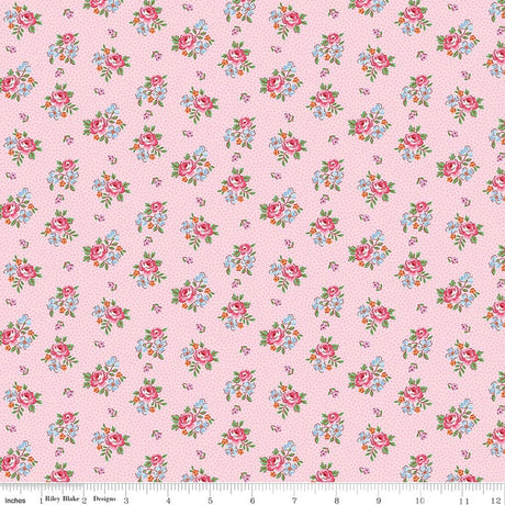 Traditional 30's Scattered Floral Pink Quilt Fabric