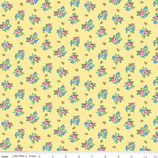 Traditional 30's Scattered Floral Yellow Quilt Fabric