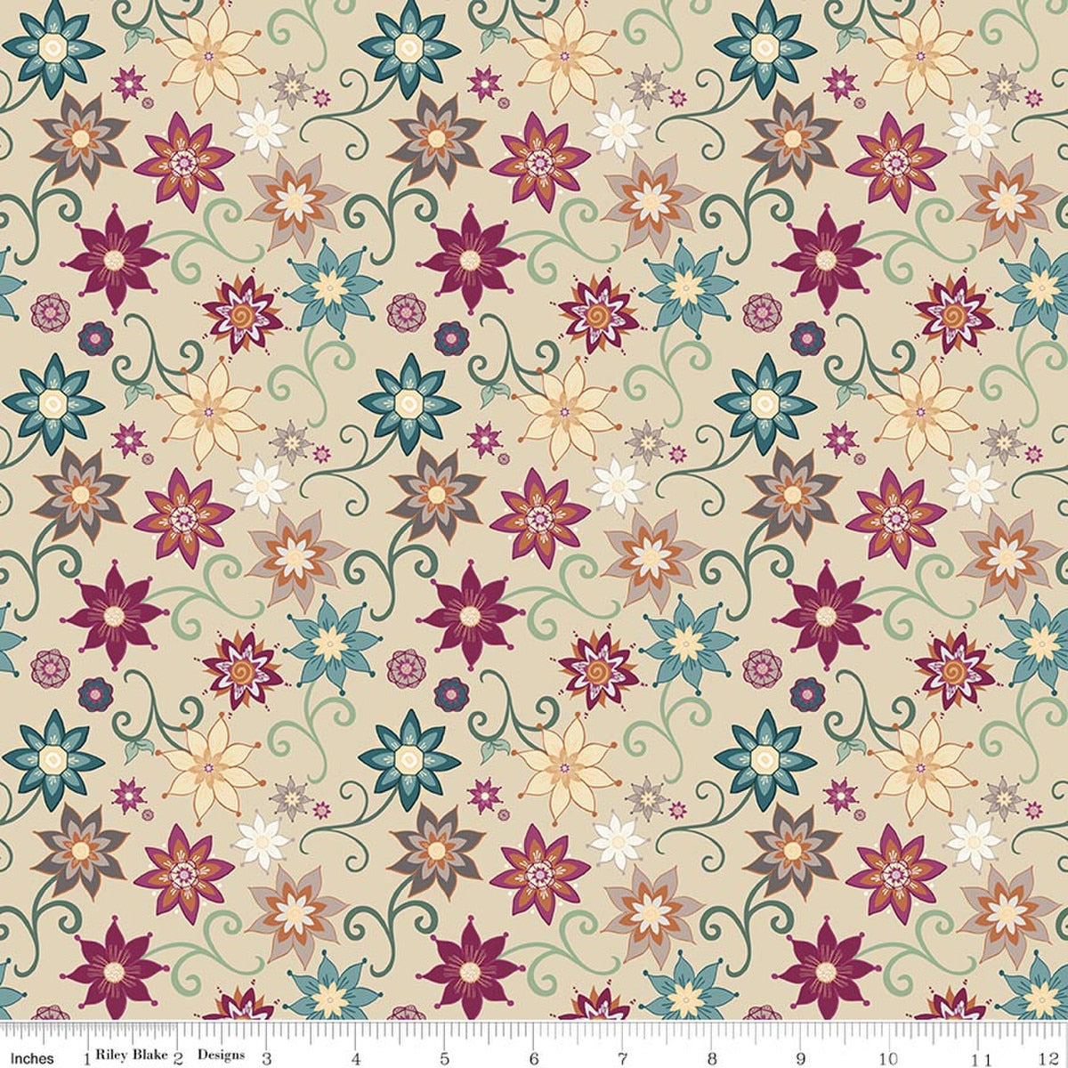 Where the Wild Flowers Are Dance Beige Quilt Fabric by Judi Madsen