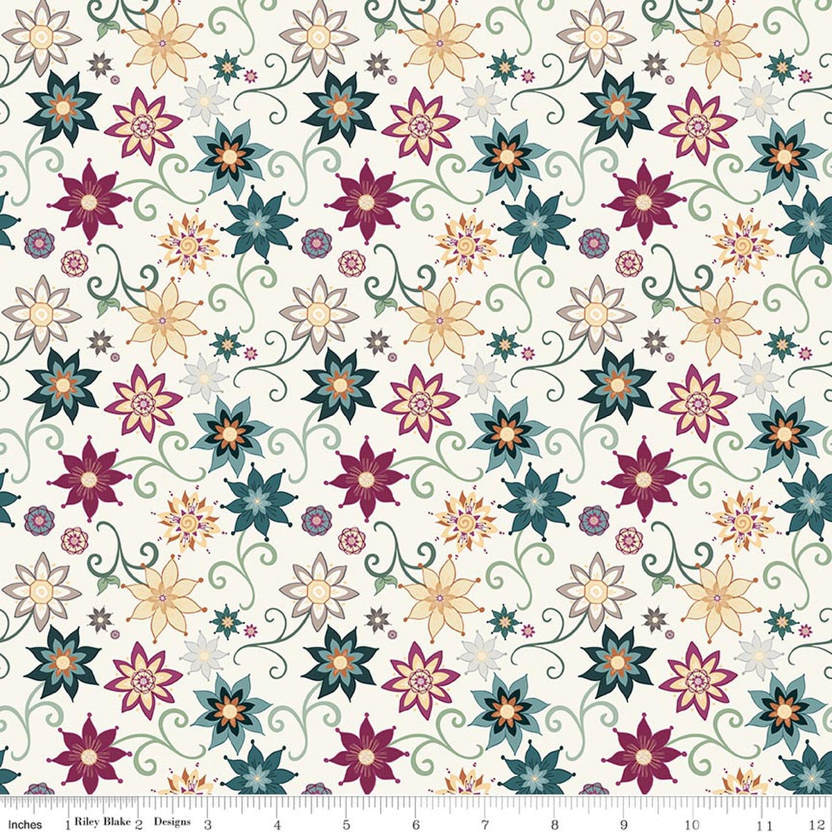 Where the Wild Flowers Are Dance Cream Quilt Fabric by Judi Madsen
