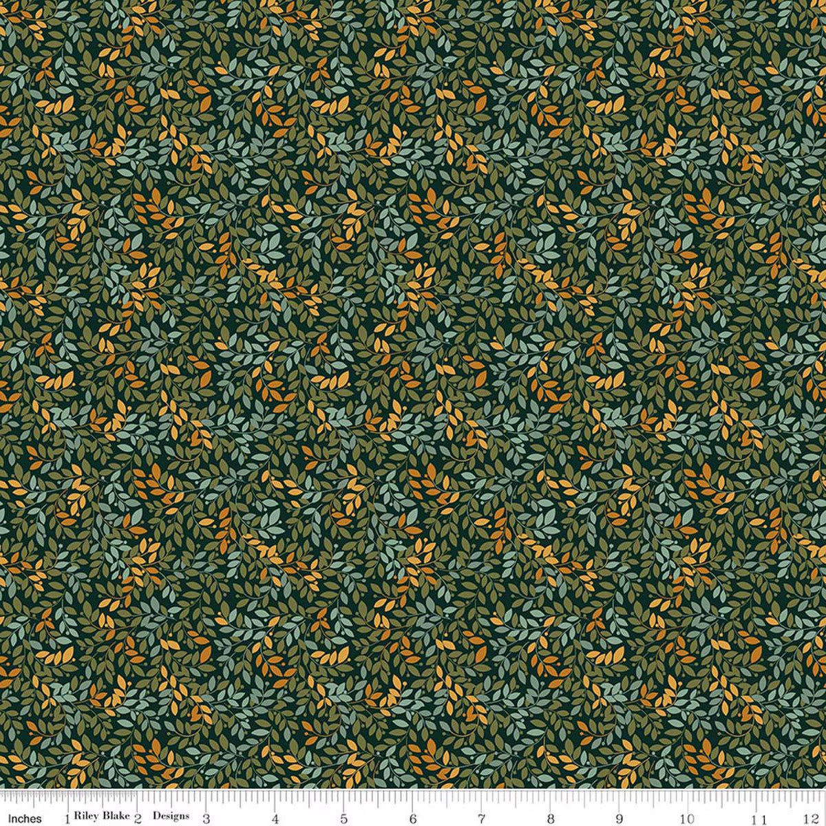 Worth Repeating Leaves Dark Green Quilt Fabric by Sandy Gervais