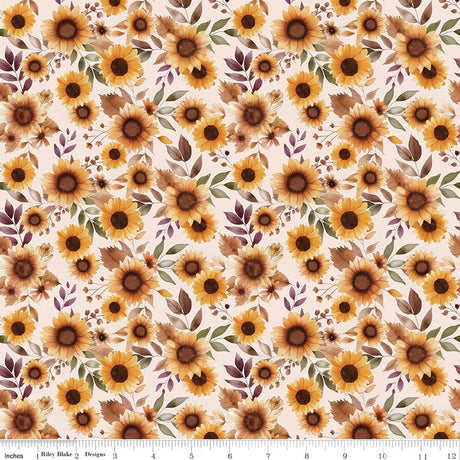 Harvest on the Prairie Sunflowers Latte Quilt Fabric by Modern Prairie