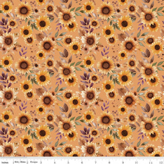 Harvest on the Prairie Sunflowers Marmalade Quilt Fabric
