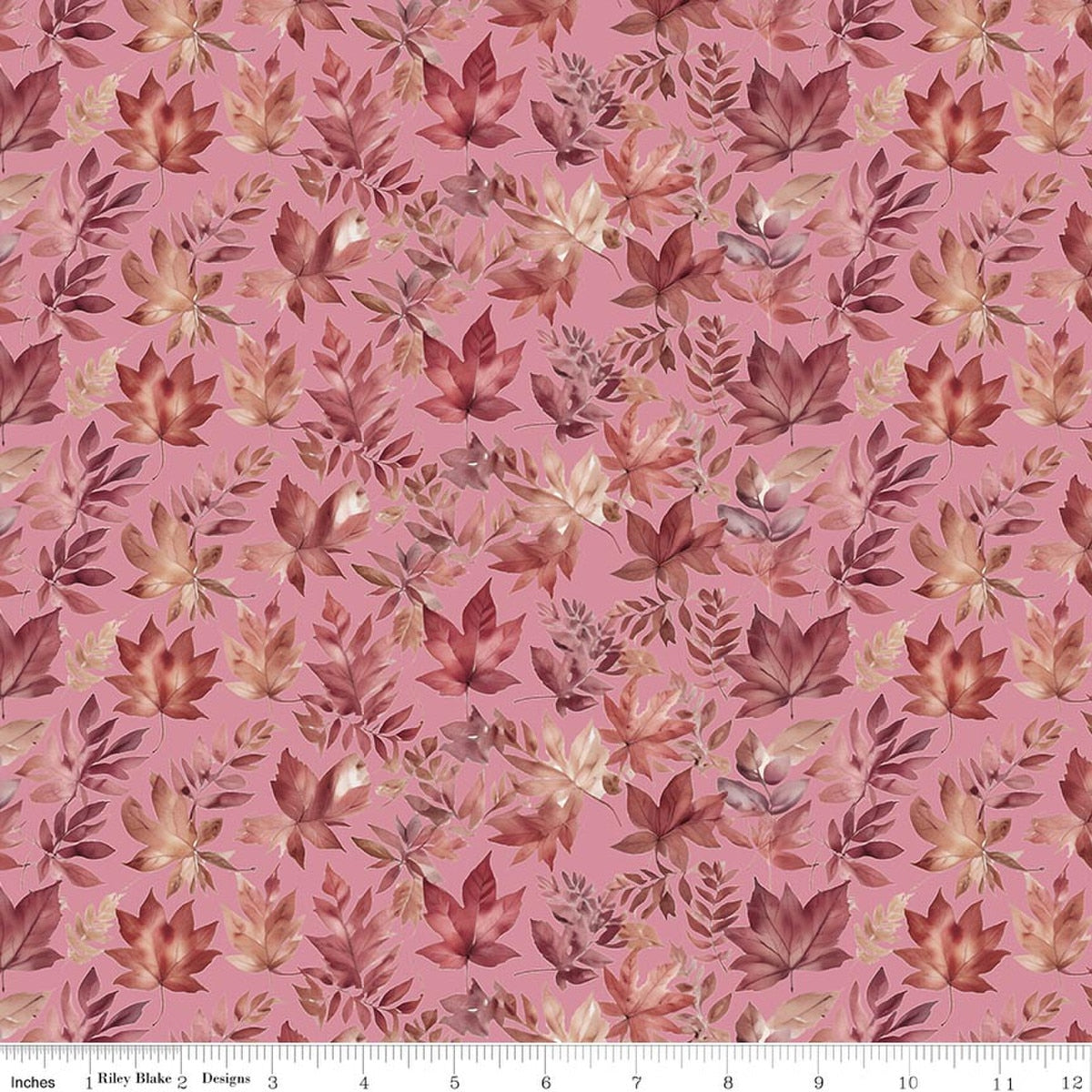 Harvest on the Prairie Leaves Pink Quilt Fabric by Modern Prairie