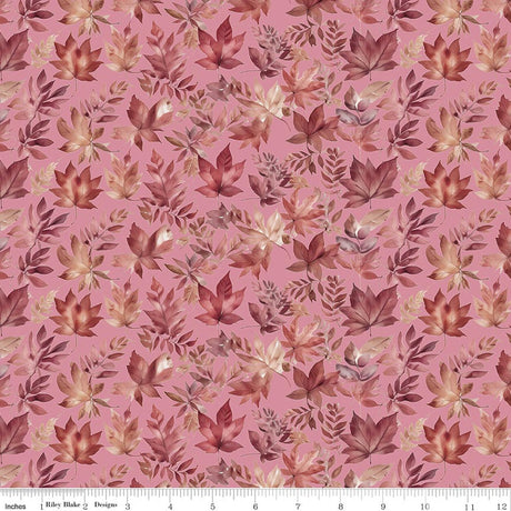 Harvest on the Prairie Leaves Pink Quilt Fabric by Modern Prairie