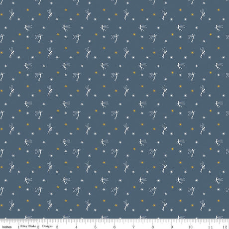 Story Land Fairy Lights Navy Quilt Fabric by Sarah Jane
